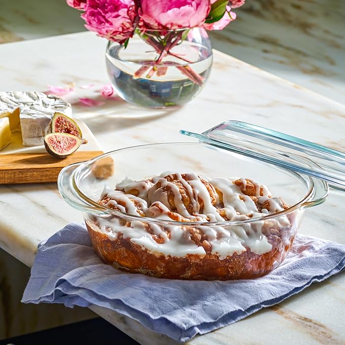 6pc Glass Tureen Dishes for Oven with Lids, Durable Borosilicate Glass Covered Bakeware Set, Microwave Safe, Versatile Round Baking Dishes for Oven with Lid, Clear Lead-Free Casserole Cookware.