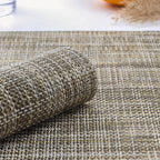 Myir JUN Placemats Set of 4, Vinyl Woven Placemats Place Mats Indoor Set of 4 Washable Table Mats Non-Slip Place mats for Dining Table (Caramel, Set of 4)