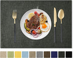 Romanstile Cloth Placemats Set of 6-12 x 18 Inch, Heat Resistant Double Layered Thickened Burlap Place Mats, Washable Faux Linen Farmhouse Table Mats for Kitchen/Dining/Party/Outdoor, Dark Grey