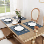 Softalker Vinyl Placemats Set of 6 - Faux Leather Heat Resistant Place Mats, 100% Waterproof Oilproof Wipe Clean Table Mats for Indoor & Outdoor Use, 17’’×12’’, Navy Blue