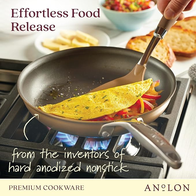 Anolon Ascend Hard Anodized Nonstick Frying Pan/Skillet - Good for All Stovetops (Gas, Glass Top, Electric & Induction), Dishwasher & Oven Safe with Stainless Steel Handle,10 Inch - Bronze