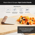 Misen Stainless Steel Bench Scraper - Versatile Food Scraper with Walnut Handle - Ideal for Kitchen, Pastry & Dough - Durable Cutting Board Scraper Tool - Effortless Transfer into Pots & Pans -Walnut