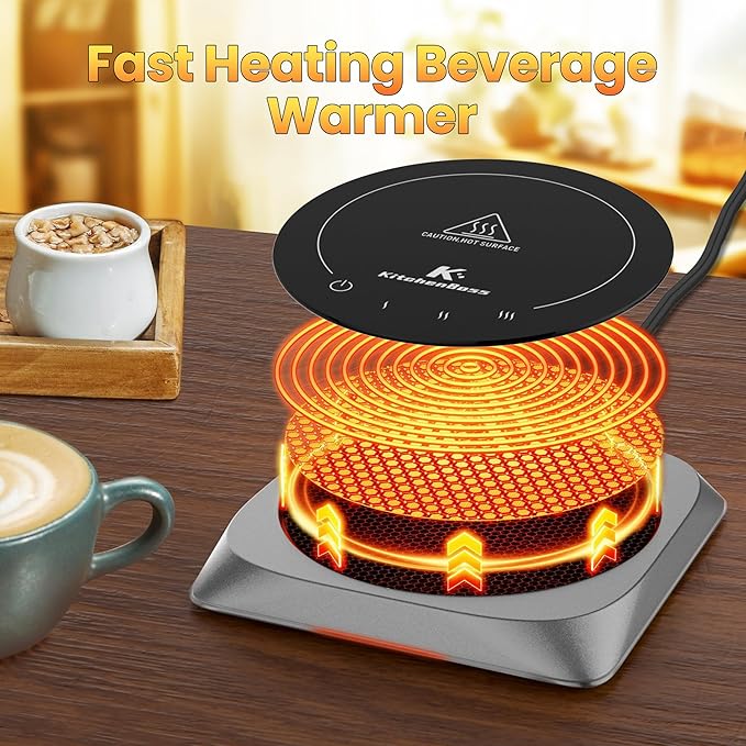 Electric Mug Warmer for Desk, KitchenBoss Coffee & Beverages Cup Warmers with 4 Hours Auto Shut-Off, Smart Candle Warmer - Ideal Gifts for Coffee Lover
