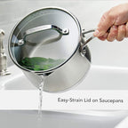 KitchenAid 3-Ply Base Brushed Stainless Steel Induction Pots and Pans Set with Nonstick Round Grill Pan and Lids, Dishwasher Safe, 10 Piece Cookware Set, Brushed Stainless Steel