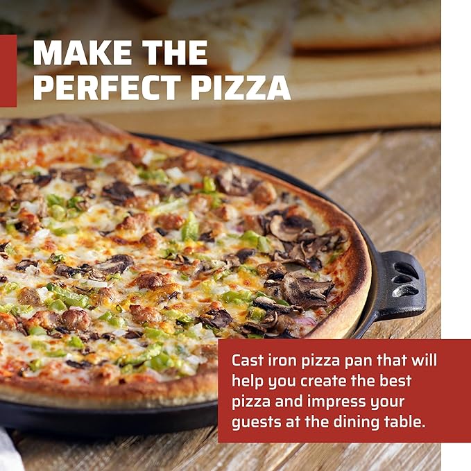 Camp Chef 14-Inch Cast Iron Pizza Pan, 14 inches, Black