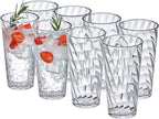 Amazing Abby - Glacier - 18-Ounce Plastic Tumblers (Set of 8), All-Clear Reusable Plastic Cups, Stackable, BPA-Free, Shatter-Proof, Dishwasher-Safe