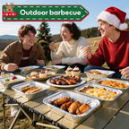 Atonofun 48 Pieces Christmas Foil Containers with Lids, 8 Holiday Designs, Holiday Food Containers, Disposable Cookie Tin Pan for Holiday Leftovers, Xmas Gift-Giving Party Supplies