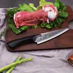 FINDKING 6 Inch Boning Knife, Damascus Steel Skinning Knife, Sharp Meat Knife for Bones (Cheetah Series, w/Ebony Wood Handle)