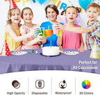 Party Solids 12-Pack Premium Plastic Tablecloth 84in. Round Table Cover - Lavender