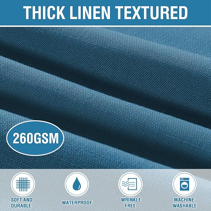 H.VERSAILTEX Linen Textured Table Cloths Round 60 Inch Premium Solid Tablecloth Spill-Proof Waterproof Table Cover for Dining Buffet Feature Extra Soft and Thick Fabric Wrinkle Free, Ink Blue