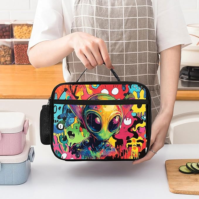 Alien Lunch Bag Insulated Reusable Lunch Box Tote Bag For Women Men Work Picnic Travel