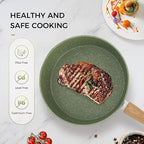 MAISON ARTS 17 Piece Green Pots and Pans Set Non Stick Granite, Non Toxic Induction Kitchen Cookware Sets, Pan and Pot Sets for Cooking Nonstick