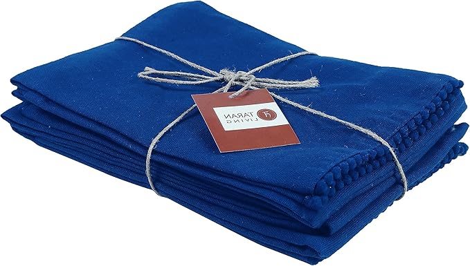 Kitchen Towels 100% Cotton Solid Kitchen Dish Cloths Hand Towel Reusuable Dish Towel for Cleaning & Drying Tea Towels Set with Hanging Loop - 18"x28" -Blue, Pack of 6