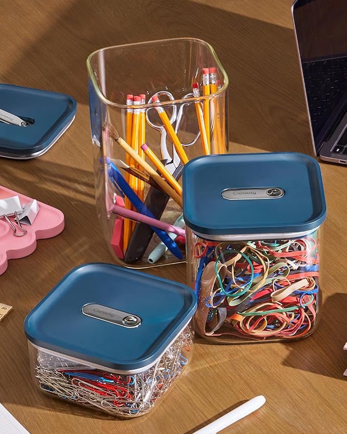 Caraway 4qt Glass Airtight Food Storage Container with Lid – Non-Toxic, BPA-Free Kitchen Storage Container – Stackable, Space-Saving Airtight Container for Dry Goods and More - Sage