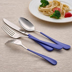 20-Piece Blue Silverware Set 18/0 Stainless Steel Silverware Set Blue Handle Cutlery Set Service for 4 Dinner Knives Forks Spoons Set Flatware Set Finish Dishwasher Safe