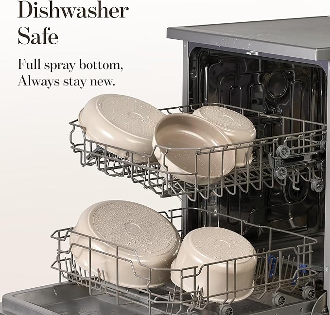 CAROTE 18Pcs Ceramic Cookware Set with Detachable Handle, Pots and Pans Set Non Stick, Non Toxic Cookware Set Removable Handles, Induction Kitchen Cookware Sets, Dishwasher/Oven Safe