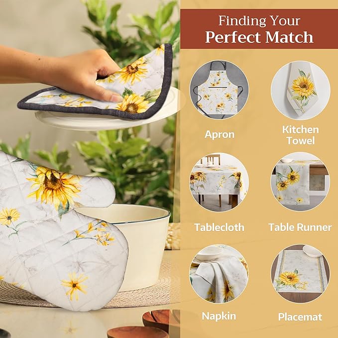 Maison d' Hermine Pot Holders 100% Cotton Heat Resistant Potholders 8" x 8" Hot Pads with Loop BBQ, Cooking, Baking, Grilling, Kitchen, Handling Hot Pans Spring/Summer (Pack of 1, Candice)