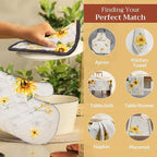 Maison d' Hermine Pot Holders Set 100% Cotton Heat Resistant Potholders 8" x 8" Hot Pads with Loop BBQ, Cooking, Baking, Grilling, Kitchen, Handling Hot Pans Spring/Summer (Pack of 2, Candice)