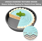 Tiawudi 9" Round Cake Pan Set of 2, 0.8mm Thick Heavy Duty Bakeware for Tiered & Layered Cakes, Nonstick Baking Pan with Diamond Texture for Even Heating, Cake Mold