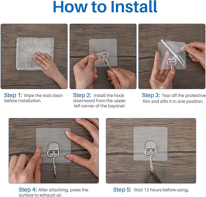 Antimbee All-Purpose Large Adhesive Hooks, 20-Pack Wreath Hangers, Heavy Duty Hooks 37 lb(Max), Adhesive Wall Hanger fit Home, Bathroom, Kitchen, Office and Outdoor