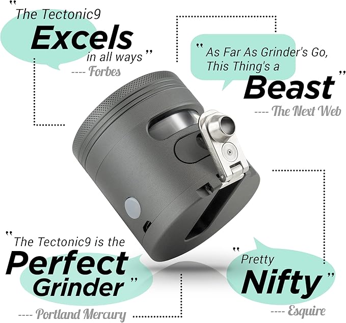 Cloudious9 - Tectonic9 Herb Grinder Automatic Electric Herbal Spice Dispenser Large 2.5" Aluminum Alloy (Grey), For Home & Kitchen Only