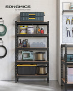 SONGMICS 5-Tier Storage Shelves, Load 2310 lb, Garage Storage, Boltless Assembly, Adjustable Shelving Unit, 11.8 x 29.5 x 59.1 Inches, for Study Shed Basement, Black and Natural Beige UGLR300B01