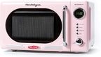 Nostalgia Retro Compact Countertop Microwave Oven 0.7 Cu. Ft. -700-Watts with LED Digital Display-Child Lock-Easy Clean Interior-Pink