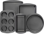 GoodCook Everyday Nonstick Steel 5-Piece Bakeware Set, Gray, Includes Cookie Sheet, Cake Pan, Loaf Pan, Muffin Pan, and Roast Pan, Durable and Scratch-Resistant Baking Set