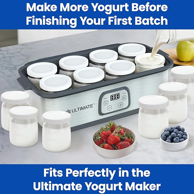 Ultimate Probiotic Yogurt Maker Bundle - Comes with the Ultimate Yogurt Strainer & 8 Extra Jars - Make Trillions of Live Probiotics from Home & Make Greek Yogurt