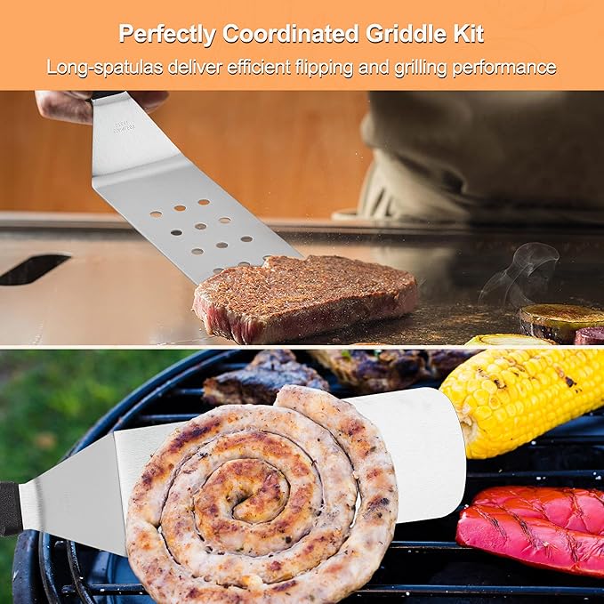 Grilljoy 4PCS BBQ Blanket for Resting Meat - Meat Resting Blanket with Stainless Steel Griddle Spatula & Silicone Oil Paper, for BBQ Lovers, Essential Flattop Grill Accessories