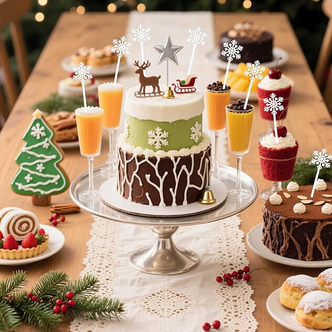 36 Pcs Christmas Drink Stirrers,Snowflake Cocktail Stirrers Plastic Swizzle Sticks Reusable Coffee Stirrer Stir Sticks for Winter Holiday Party Coffee Tea Hot Cocoa Bar Supplies Decoration
