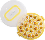 Classy Deviled Egg Carrier with Lid & Handles - Portable Egg Tray Platter for Holidays & Parties - Dishwasher-Friendly - Yellow