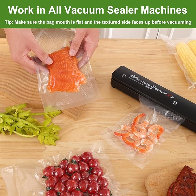 [2025 Upgraded] Moretoes 100pcs Vacuum Sealer Bags, Pint 6" x 10", BPA Free, Pre-cut Commercial Grade Vac Seal Meal Bags for Food Saver Storage, Meal Prep or Sous Vide