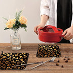 Black Gold Leopard Print Pot Holders Set of 2 Kitchen Heat Resistant Potholders for Microwave Cooking Baking Oven End Dishes and BBQ Gifts for Women