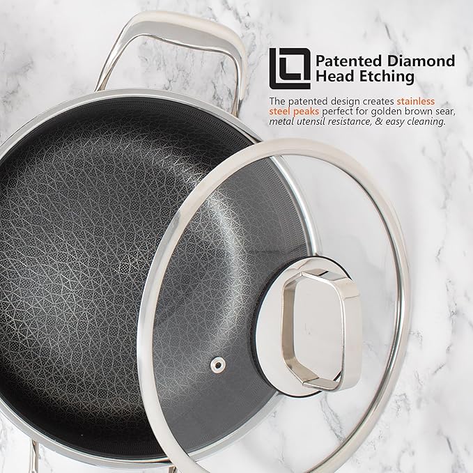 LIVWELL DiamondClad 3-Quart Hybrid Stockpot with Lid – Holiday & Christmas Home and Kitchen Gift – Stainless Steel Cookware Pot – Stockpot with Lid – Dishwasher Safe & PFOA-Free