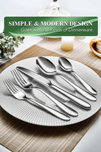 40 Piece Silverware Set for 8, Stainless Steel Flatware Set, Cutlery Sets with Mirror Finish, Dishwasher Safe, Modern Kitchen Forks, Spoons, Knives, Eating Utensil Sets