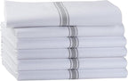 LANE LINEN Kitchen Towel Set, 6 Pack Dish Towels for Kitchen, 100% Cotton Absorbent Tea Towels, Quick Dry, 14"x25", Herringbone Weave, Reusable, Machine Washable, Soft for Drying Dishes - Grey Stripe