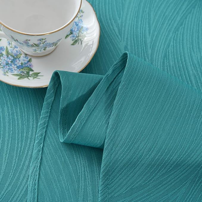 maxmill Jacquard Round Table Cloth Swirl Design Waterproof Antiwrinkle Spillproof Heavy Weight Soft Tablecloths for Circular Table Cover and Kitchen Dinning Tabletop Round 70 Inch Teal