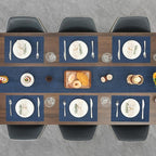 Myir JUN Placemats Set of 4, Vinyl Woven Placemats Place Mats Indoor Set of 4 Washable Table Mats Non-Slip Place mats for Dining Table (Dark Blue, Set of 4)