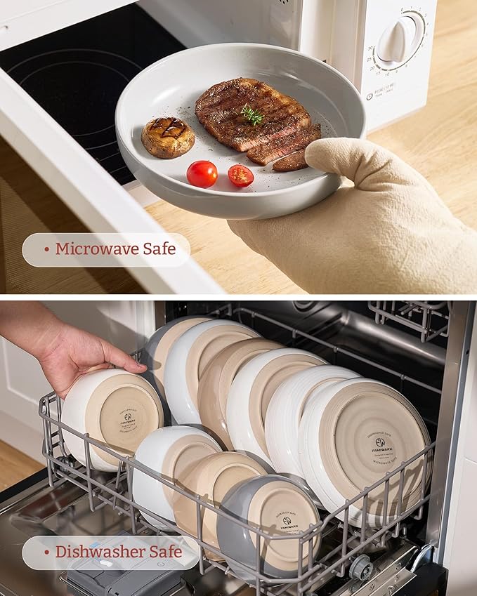 famiware Milkyway 33 oz Bowl Set, Pasta Bowls Set of 4, Salad Bowls Perfect for Your Friend for Housewarming, Thanksgiving, Christmas, Light Gray