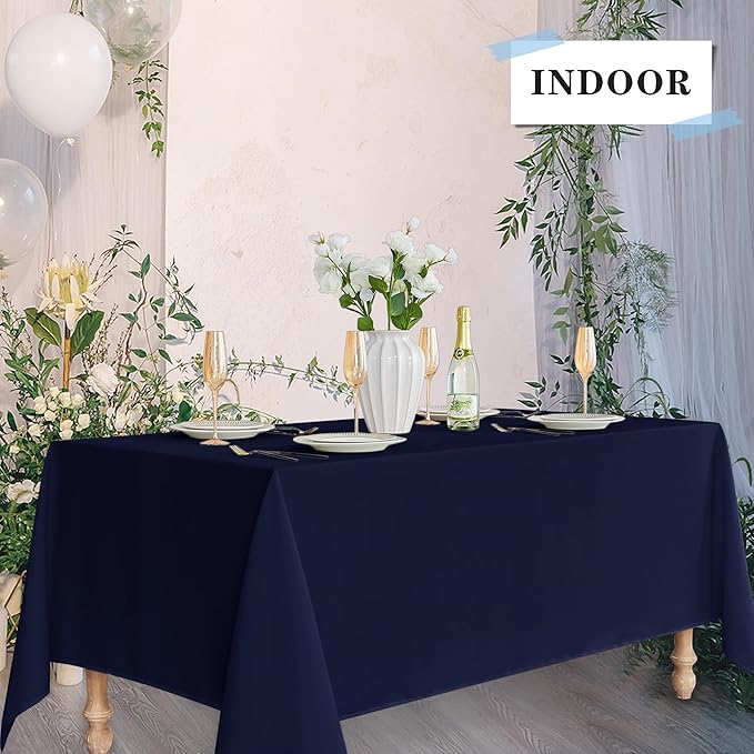 Fitable Navy Tablecloths for 6-8 Foot Tables, 6 Pack - 70 x 120 Inches - Reusable and Washable Table Clothes, Polyester Fabric Table Covers for Wedding, Party, Banquet