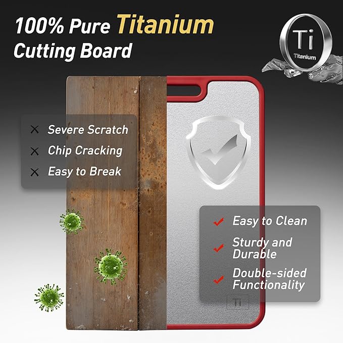 2 in 1 Pure Titanium Cutting Boards for Kitchen Chopping Board Butcher Block Kitchen Gadgets Seller 2025 First Apartment Essentials New Home Must Haves Things Stuff House Decor Housewarming Gifts