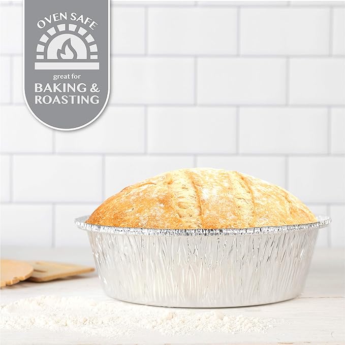 20Plasticpro 7'' Inch Round Tin Foil Pans Disposable Aluminum, Freezer & Oven Safe - For Baking, Cooking, Storage, Roasting, & Reheating, Pack of 20