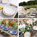 10.5” Porcelain Coupe Dinner Plates with Golden Rim, Stackable Off-White Ceramic and Round, Perfect for Salad, Dessert, Steak, Pasta (Set of 6)