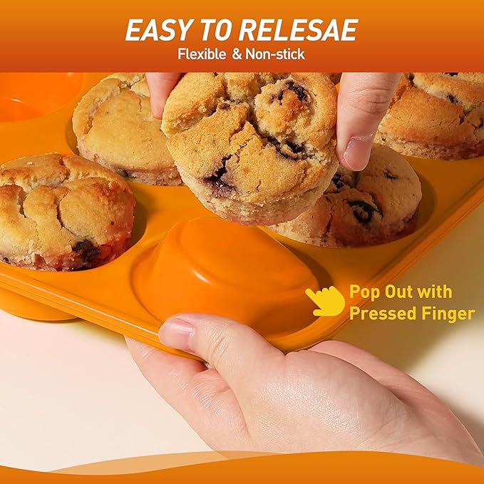 2 Pack 12 Cups Silicone Muffin Pan with Metal Reinforced Frame Regular Size Silicone Molds Cupcake Cake Baking Pans Cookie Baking Chocoflan Cupcake Mold Baking Homemade Muffins Cupcakes Egg Bites