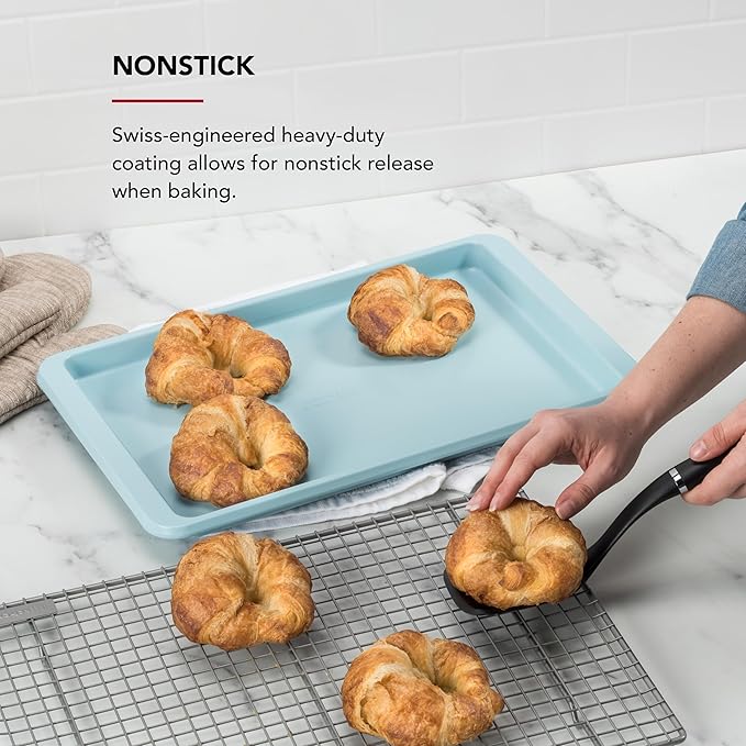 KitchenAid 10x15in Nonstick Aluminized Steel Baking Sheet, Mineral Water
