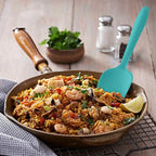 Silicone Spatulas Set Turners Tongs Cooking Utensils Set High Heat Resistant Kitchen Scraper Spatulas for Cooking Mixing Baking BPA Free Dishwasher Safe, Aqua Sky