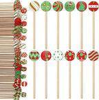 Jinei 120 Pcs Christmas Coffee Stirrers Stir Sticks Natural Wooden Stir Sticks Disposable Drink Stirrers for Stirring Hot Chocolate Milkshake Restaurant Home Office
