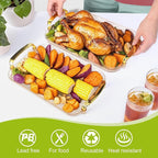 3 Pack Serving Tray with Handles, Stackable Reusable Trays for Serving Food, Plastic Serving Platters for Party, Charcuterie, Fruit, Appetizer, Amber Gold