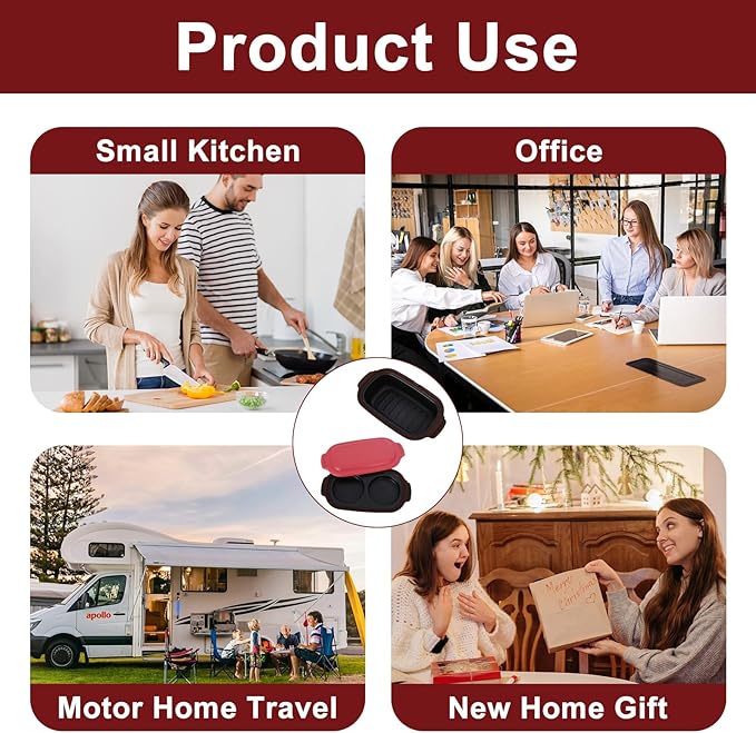 Microwave Egg Cooker with Lid, 3 In 1 Egg Fryer, Multi-Use Microwave Grill Pan, Quick Heat for Grilling and Browning Foods, Design No Electricity Dishwasher Safe for Office/Home (Red)